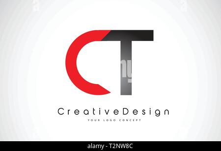CT C T Logo Letters with Red and Black Colors and Swoosh. Creative ...