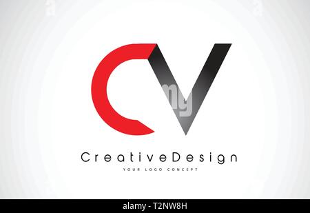 CV C V Logo Letters with Red and Black Colors and Swoosh. Creative ...