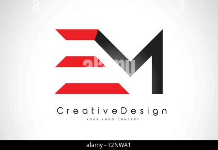 EM E M Logo Letters with Red and Black Colors and Swoosh. Creative ...
