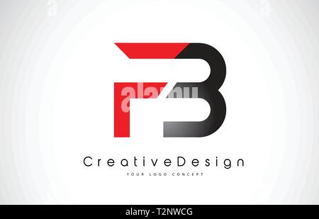 FB F B Logo Letters with Red and Black Colors and Swoosh. Creative ...