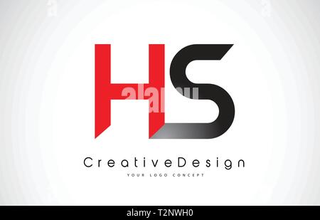 HS H S Logo Letters with Red and Black Colors and Swoosh. Creative ...