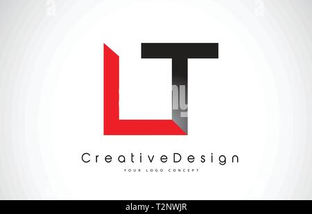 LT L T Logo Letters with Red and Black Colors and Swoosh. Creative ...