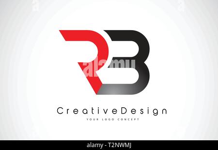 Red and Black RB R B Letter Logo Design in Black Colors. Creative Modern Letters Vector Icon Logo Illustration. Stock Vector