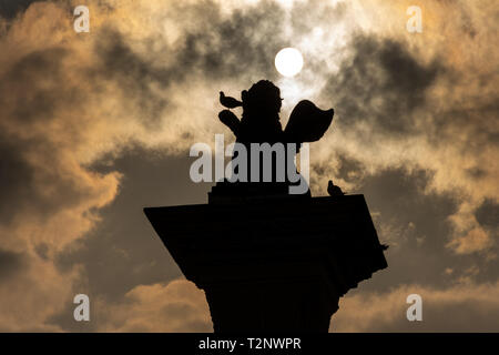 The lion in Piazza San Marco, the symbols of Venice, over cloudy sky Stock Photo