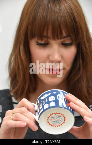 Portrait, British Illustrator, Bone China Cup Stock Photo