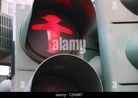 German Red Signal German traffic light - pedestrian red light. Typical pedestrian symbol ...