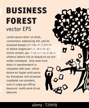 abstract-business-three-people-documents-place-for-text.jpg. Color vector illustration EPS8 Stock Vector