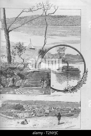 Clontarf Shell Cove Mrs Macquarie's Chair Sydney Ferry Steamer Parramatta 1890 Stock Photo