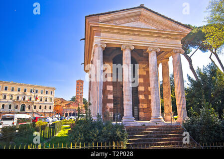 Temple of Portuno acient landmark of eternal city of Rome, Roman heritage capital of Italy Stock Photo