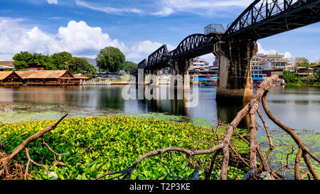 River Kwai Bridge in Kanchanaburi, Thailand. Most visited place in Thailand. Stock Photo