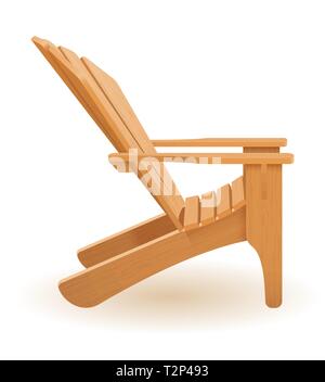 beach or garden armchair lounger deckchair made of wooden vector illustration isolated on white background Stock Vector