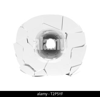 White 3d foam letter O cracked text. Stock Photo