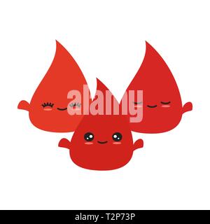 cute cartoon blood donation vector concept illustration with drops Stock Vector