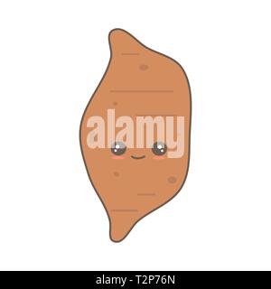 cute cartoon vector sweet potato isolated on white background Stock Vector