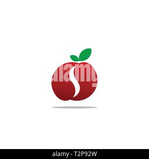 fruit logo, initial letter s logo template, vector fruit graphics. Stock Vector