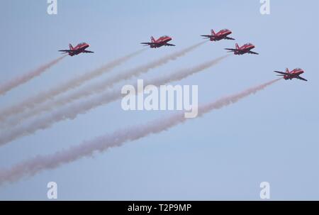 Red Arrows aerobatic display 170817 Stock Photo