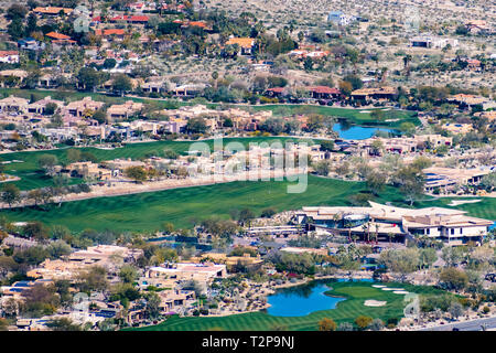 March 17, 2019 Palm Desert / CA / USA - Aerial view of Big Horn Resort and Golf Club in Coachella Valley Stock Photo