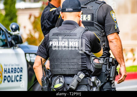 March 19, 2019 San Diego / CA / USA - Close up of K-9 officer Stock Photo