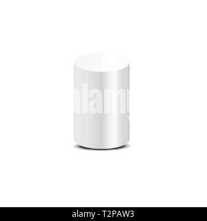 White cylinder on white background. Vector illustration Stock Vector