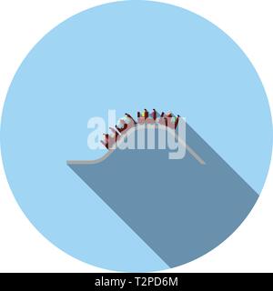 Small roller coaster icon. Flat color design. Vector illustration. Stock Vector