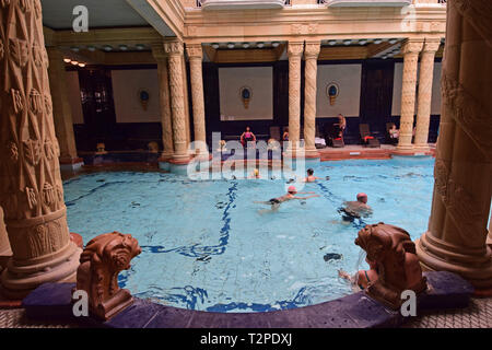 Gellert Thermal Baths and Swimming Pool (also known as the Gellért Baths or in Hungarian as the Gellért gyógyfürd?) is a bath complex in Budapest in H Stock Photo