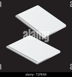 Layout notebook in a checkered 3d isolated object on black background. Stock Vector