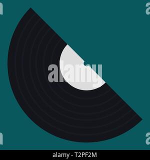 Vinyl record in flat style. Vector illustration on color background. Stock Vector