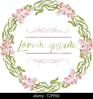 Wreath, floral frame, watercolor flowers, peonies and roses, Illustration hand painted. Isolated on white background. Perfectly for greeting card desi Stock Vector