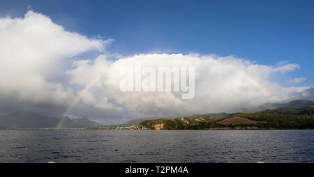 Rainbow over Dominica, Caribbean Stock Photo