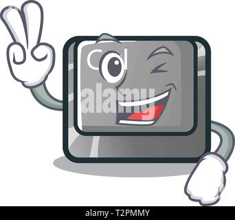 Two finger ctrl button isolated in the mascot vector illustration Stock Vector