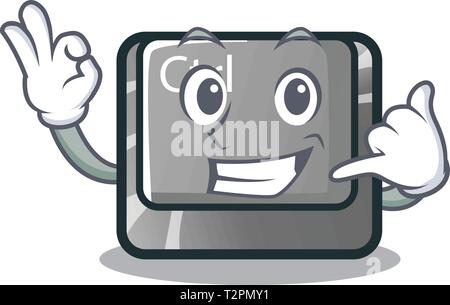 Call me ctrl button on the cartoon keyboard vectoir illustration Stock Vector