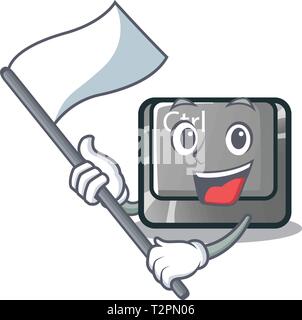 With flag ctrl button on the cartoon keyboard vectoir illustration Stock Vector
