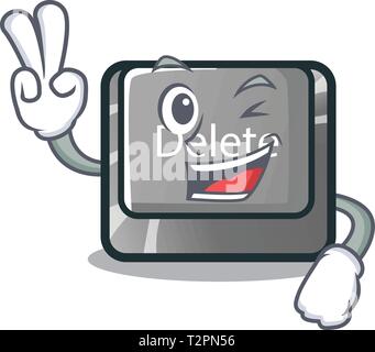 Two finger cartoon delete button located on keyboard vector illustration Stock Vector