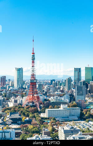Tokyo cityscape - modern aerial view with Roppongi and Minato wards. Stock Photo
