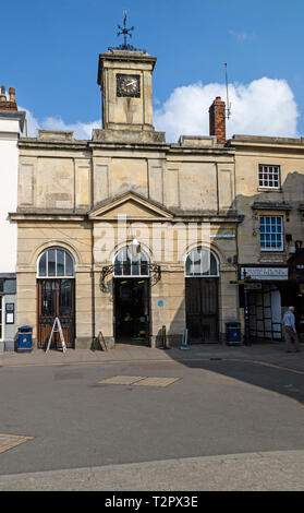 Devizes, Wiltshire, England, UK. March 2019.  The old Market Hall on the market square in Devizes. Stock Photo