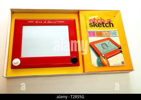 Vintage etch a sketch toy from the 1960s-1970s-1980s Stock Photo