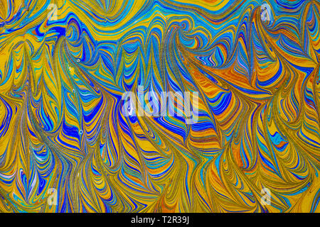 Marbled paper hand painted. Stock Photo