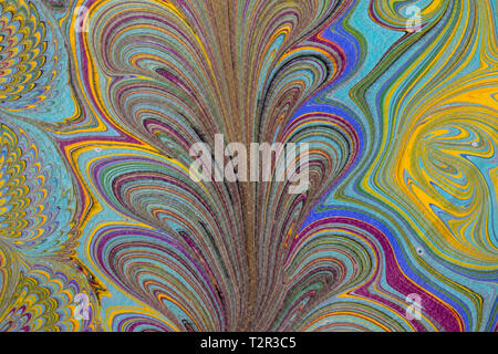 Marbled paper hand painted. Stock Photo