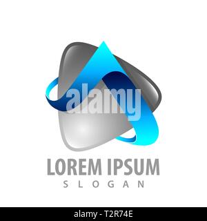 Media play with letter A concept design. Symbol graphic template element Stock Vector