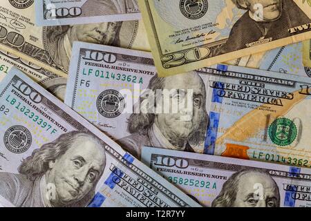 US banknotes dollars as part of the world trade and economic system Stock Photo