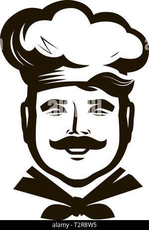 Chef logo. Cuisine, cooking icon or symbol. Vector illustration isolated on white background Stock Vector