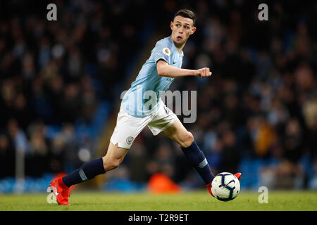 Manchester City's Phil Foden in action during the Premier League match at The Etihad Stadium, Manchester.