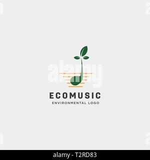 music symbol leaf nature simple logo template vector illustration icon element - vector Stock Vector