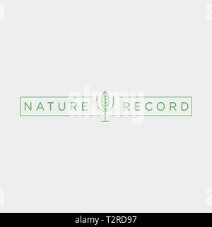 nature record leaf studio line badge simple logo template vector illustration icon element - vector Stock Vector