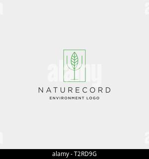 nature record leaf studio line badge simple logo template vector illustration icon element - vector Stock Vector