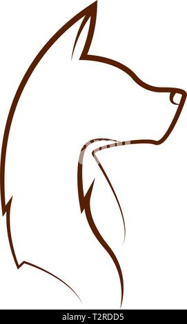 abstract fox draw on a white background, vector illustration design Stock Vector