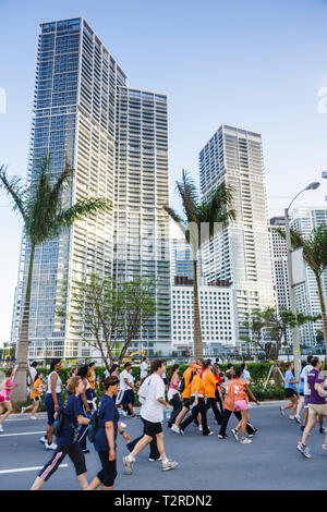 Miami Florida,Bayfront Park,Mercedes Benz Miami Corporate Run,community charity event,runners,servers employee employees worker workers working job jo Stock Photo