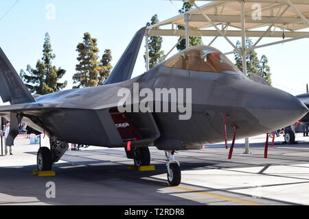 Close ups of the F22 Raptor on static display at an airshow Stock Photo