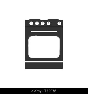 Vector illustration, flat design. Kitchen stove icon Stock Vector