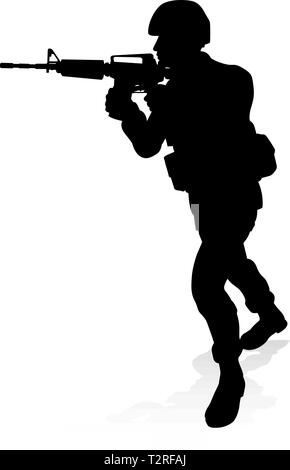 Silhouette Soldier Stock Vector